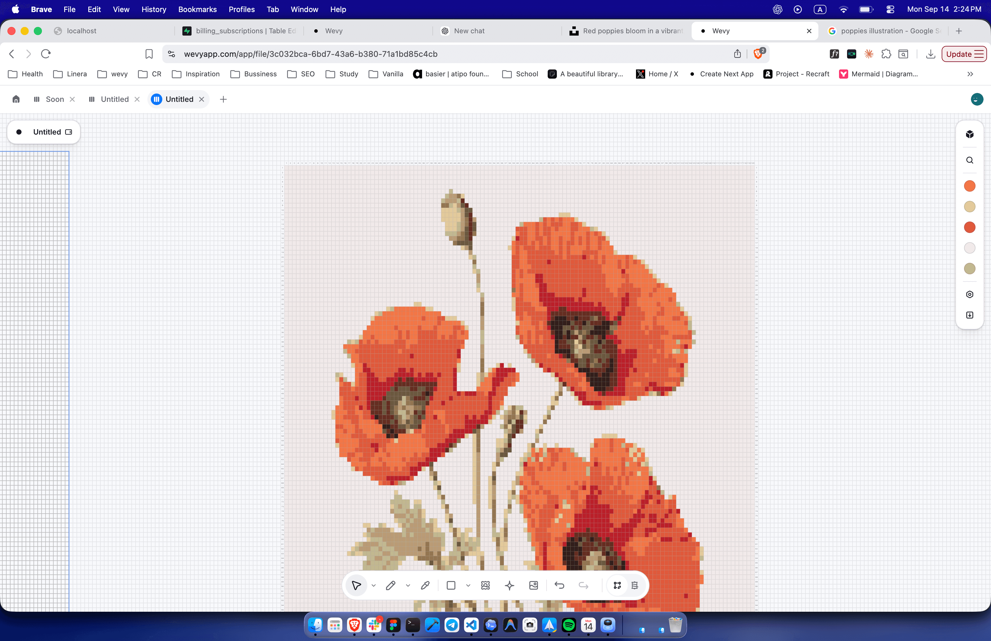 Poppy seed bead pattern in the Wevy online editor