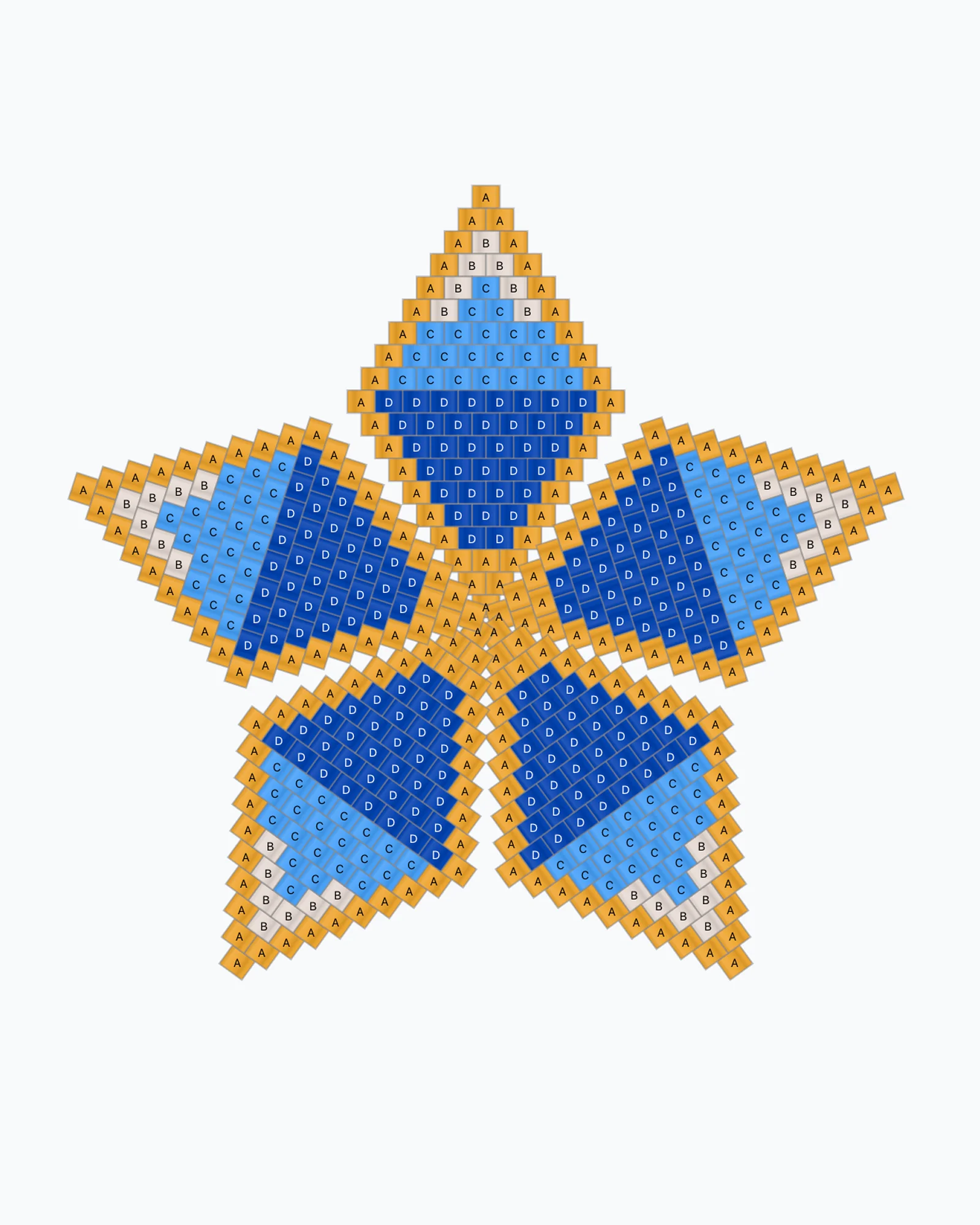 3D peyote star pattern with ray faces in Wevy