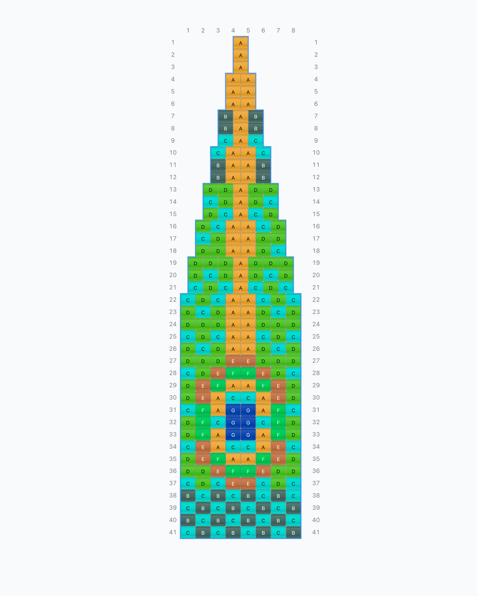 Beaded earring pattern with a stepped top in Wevy