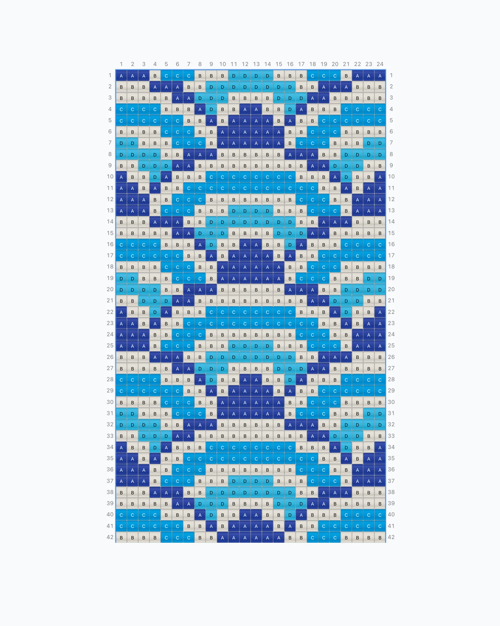 Square stitch bead pattern chart in Wevy